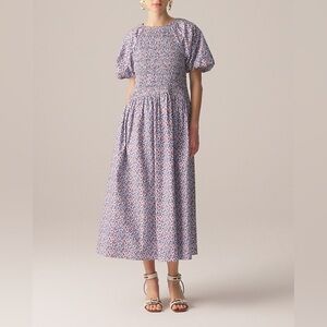 J Crew Smocked Meadow Dress in Poppy